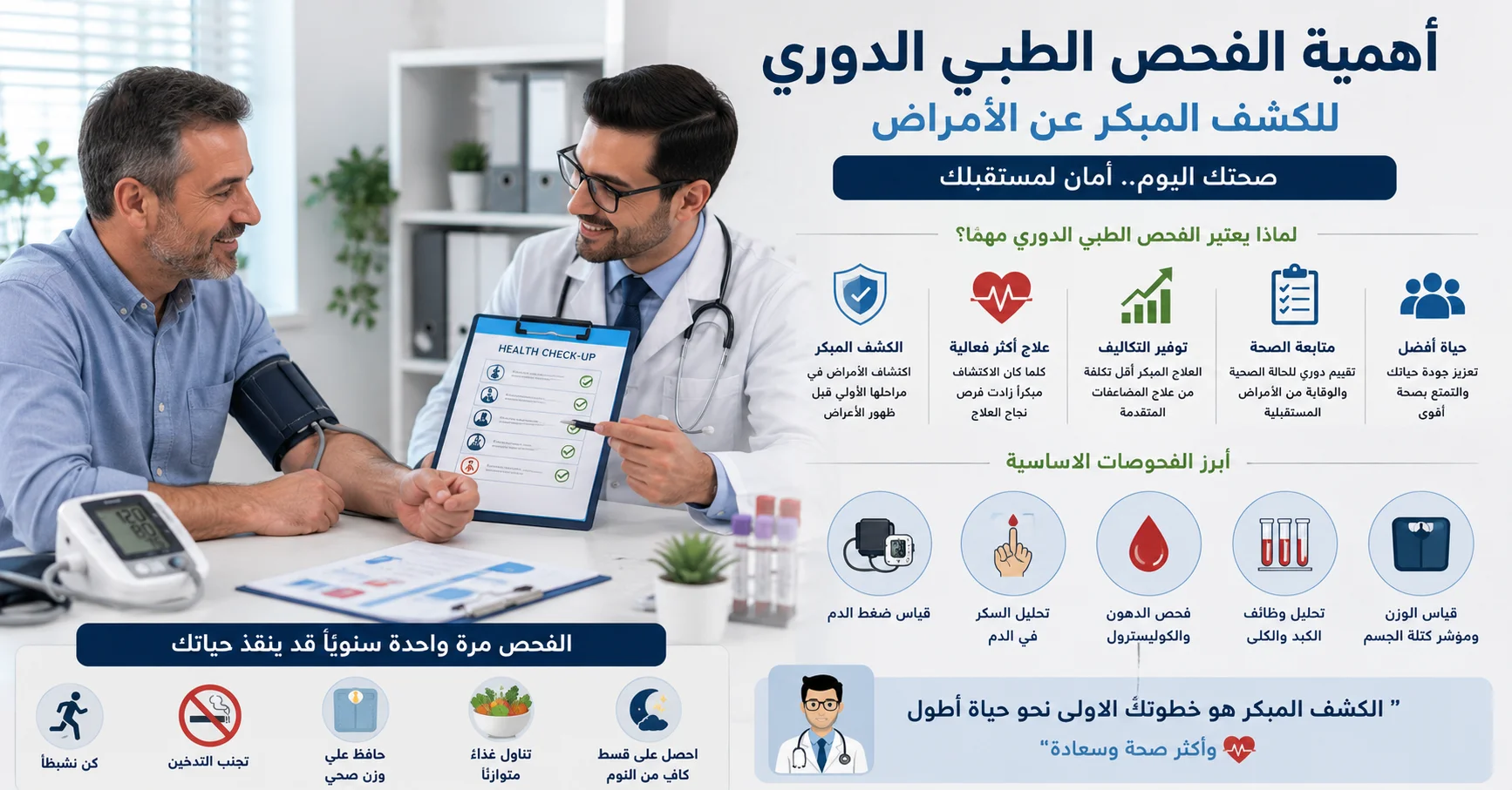 أهمية الفحص الطبي الدوري والكشف المبكر عن الأمراض