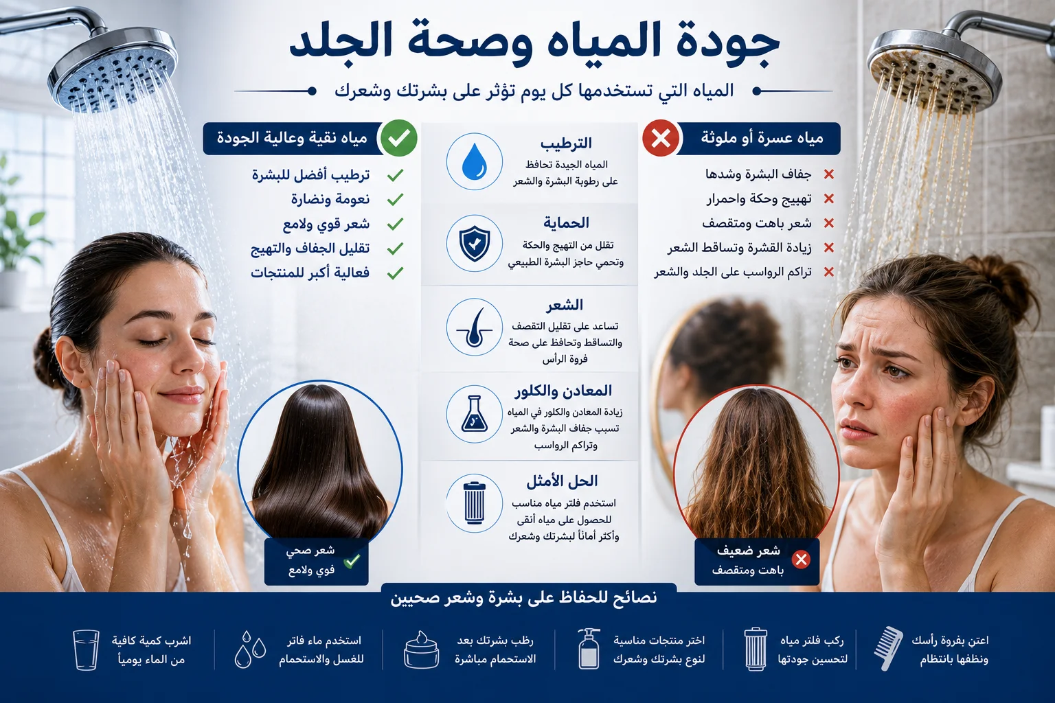 جودة المياه وصحة الجلد