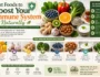 the best immune-boosting foods, including citrus fruits, garlic, ginger, broccoli, berries, yogurt, spinach, and nuts, with key nutrients such as vitamin C, vitamin D, zinc, antioxidants