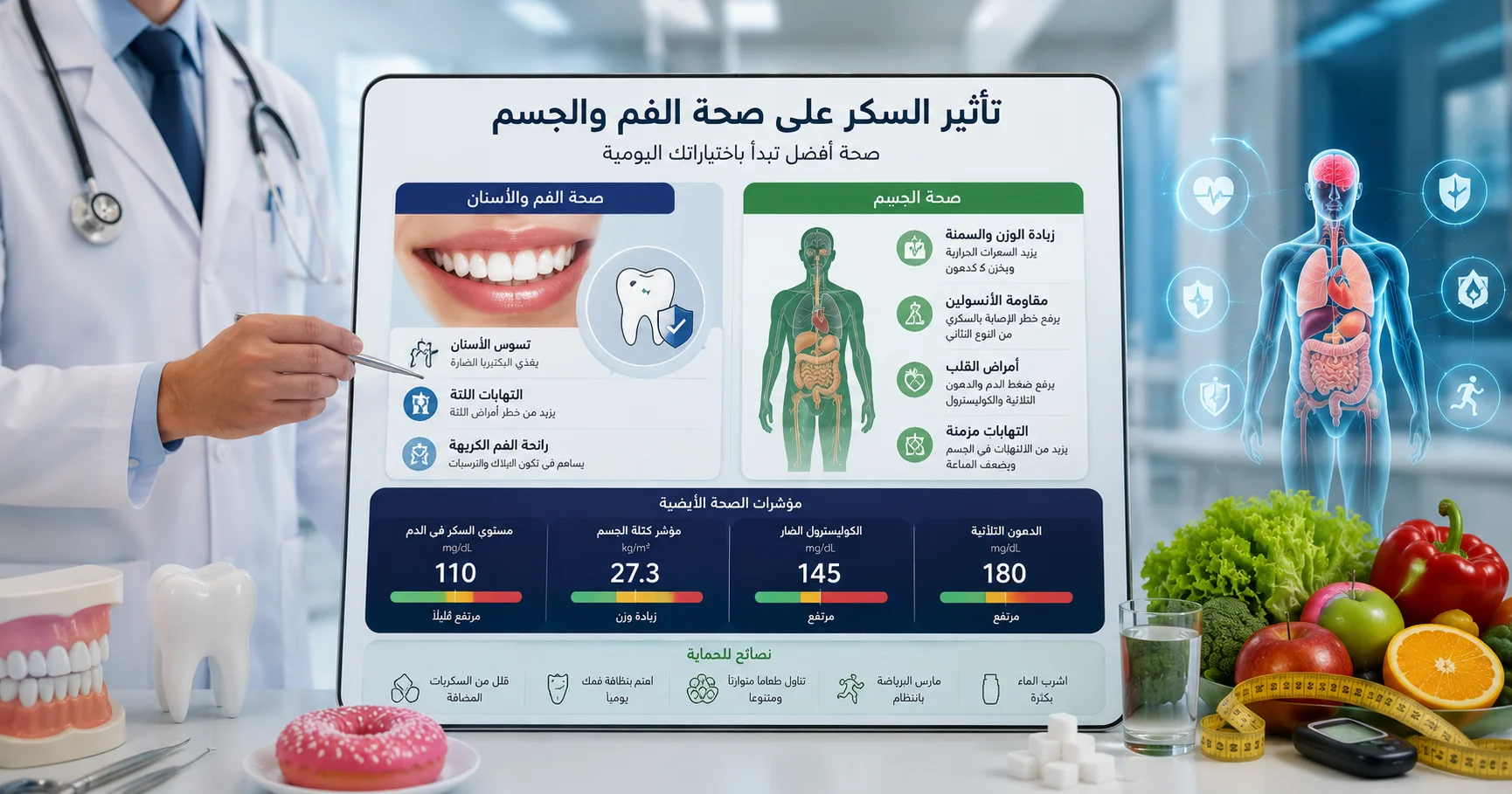 العلاقة بين التغذية وصحة الأسنان والتمثيل الغذائي.